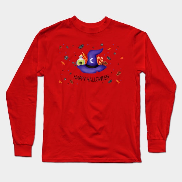 Happy Halloween Long Sleeve T-Shirt by Mako Design 